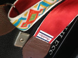 Souldier Diamante 2" White/Red/Turqoise Guitar Strap with Brown Ends *Free Shipping in the USA*