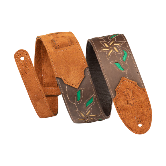 Levy's Leather Flowering Vine Series M4FV-BLK_RED Guitar Strap *Free Shipping in the USA*