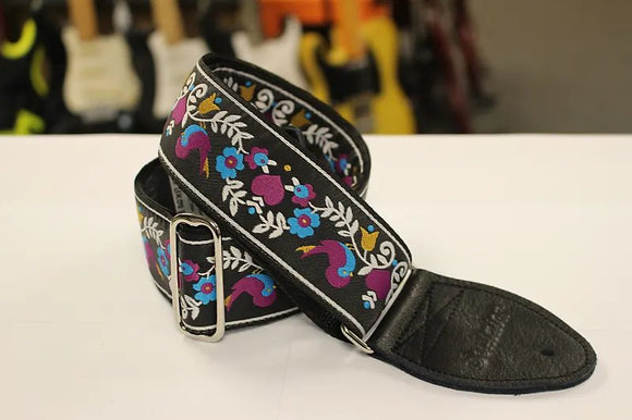 Souldier Guitar Strap Lovebirds black w/ black leather ends / Discontinued