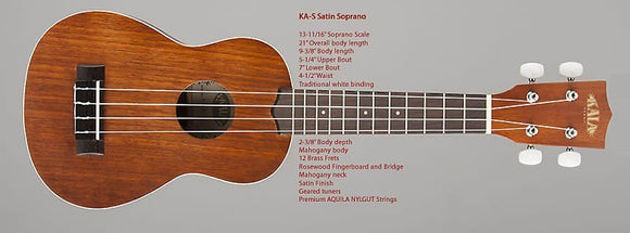 Kala KA-S Soprano Ukulele -  Satin Mahogany