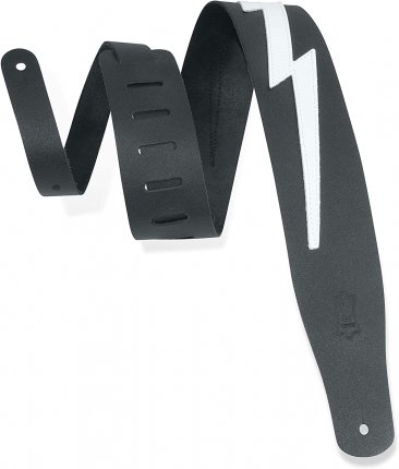 Levy's M26LB-BLK Black & White Lightning Bolt Guitar Strap *Free Shipping in the USA*