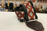 Souldier Rustic 3" White Flower Orange Diamond Wide Strap w/ Brown Ends *Free Shipping in the USA*
