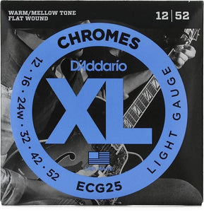 D'Addario ECG25 XL Chromes Flatwound Electric Guitar Strings, Light Gauge Standard