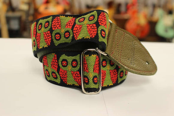 Souldier Owls Olive Guitar Strap with Olive Ends *Free Shipping in the USA*