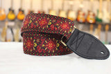 Souldier Hendrix Maroon Guitar Strap with Black Leather Ends Gold Hardware*Free Shipping in the USA*