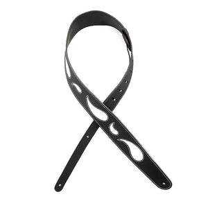 D'Addario 2.5" Leather Guitar Strap Paisley Black and White L25W1411