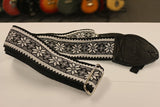 Souldier Strap Poinsettia Black on White  w/ Black Leather Ends *Free Shipping in the USA*