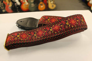 Souldier Hendrix Maroon Guitar Strap with Black Leather Ends Gold Hardware*Free Shipping in the USA*