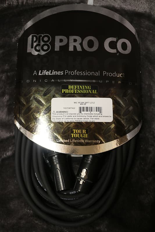 Pro Co Mic XF/XM 205t LO-Z MN-20  Cable  *Free Shipping in the USA*