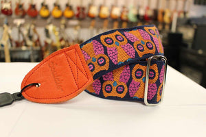 Souldier Guitar Strap Owls Orange w/ Orange Leather Ends *Free Shipping in the USA*