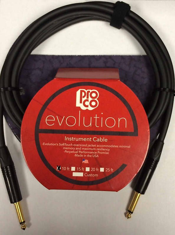 Pro Co Evolution EVLGCN-10 Instrument Cable 10 ft Straight/Straight *Free Shipping in the USA*