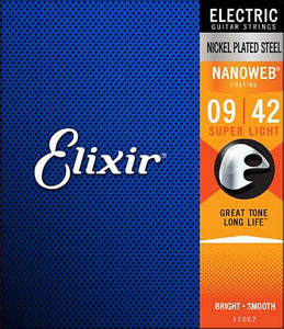 Elixir 12002 Nanoweb Nickel Plated Steel Electric Guitar Strings - Super Light (9-42)