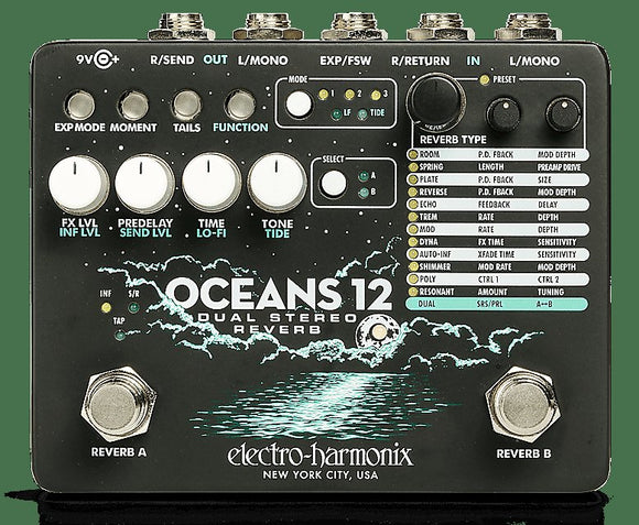 Electro-Harmonix Oceans 12 Dual Stereo Reverb Guitar Effects Pedal *Free Shipping in the USA*