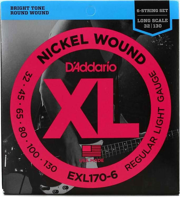 D'Addario 6 String Bass Strings 32-130 EXL170-6