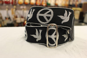 Souldier Guitar Strap Peace Dove Black/White w/ Black Leather Ends *Free Shipping in the USA*