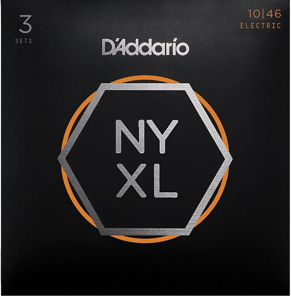 D'Addario NYXL1046-3P Nickel Wound Electric Guitar Strings 3-Pack, 10-46, Light *Free Shipping in the USA*