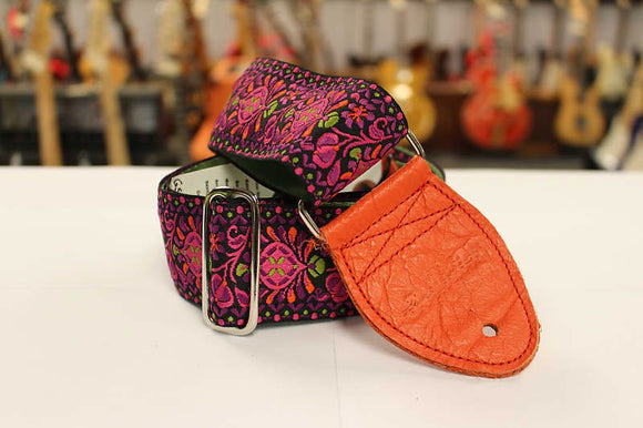 Souldier Strap Hendrix Magenta with Orange Leather Ends 2