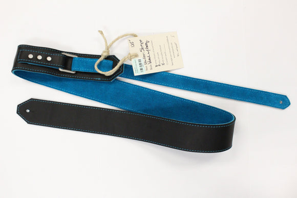 Awlgoods Handcrafted Leather Guitar Strap Black/Turqoise